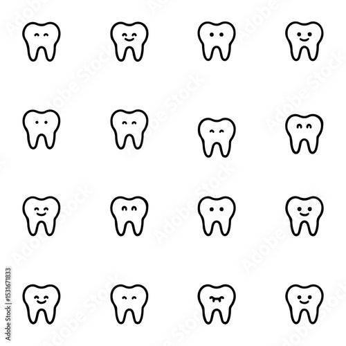 High Quality Medical dental care line icon set