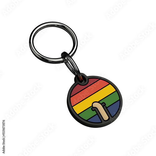 Colorful Striped Round Keychain with Simple Figure