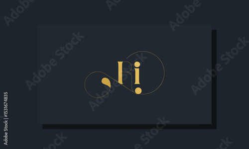 Minimal royal initial letters RI logo