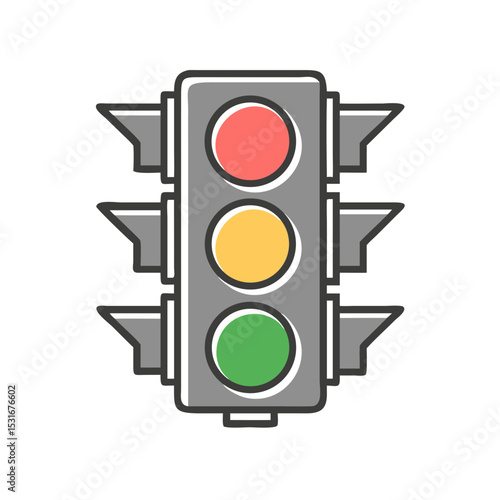 Vector traffic light with red, yellow, and green signals  