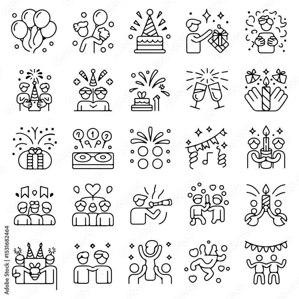 Obraz premium High Quality Party celebration line icon set