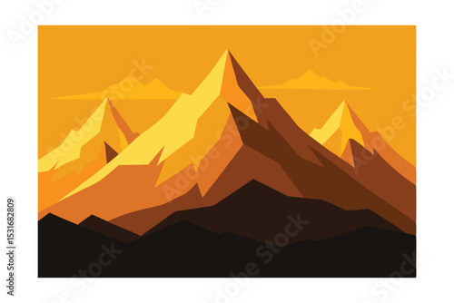 Golden Hour Mountain Peaks A Stunning Illustration of Majestic Peaks at Sunset