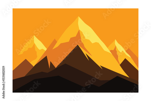 Majestic Golden Hour Mountain Peaks A Stunning Sunset Landscape Illustration