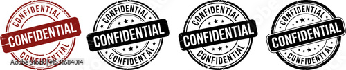 Confidential Rubber Stamp – Black Grunge Seal, Confidential Badge, Top Secret Vector Icon, Official Security Mark Illustration

