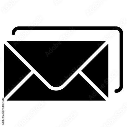 All Mail - Glyph Black Fill Silhouette icon - Standard envelope symbolizing direct mail or basic email correspondence