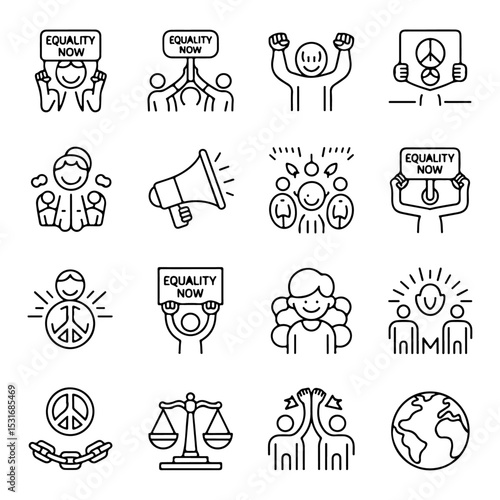 High Quality Protest and activism line icon set