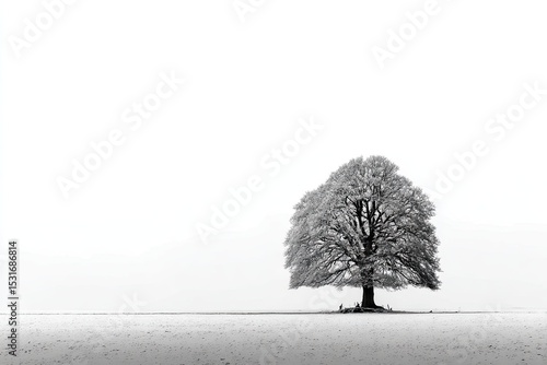 Wallpaper Mural Solitary tree on a frosted plain Torontodigital.ca