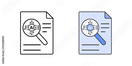 Magnifying glass over legal document with AI chip icon representing intelligent legal analysis, automated contract review, and digital lawtech search tools.