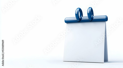 Blank white note and blue memo pad isolated on white background with a paperclip