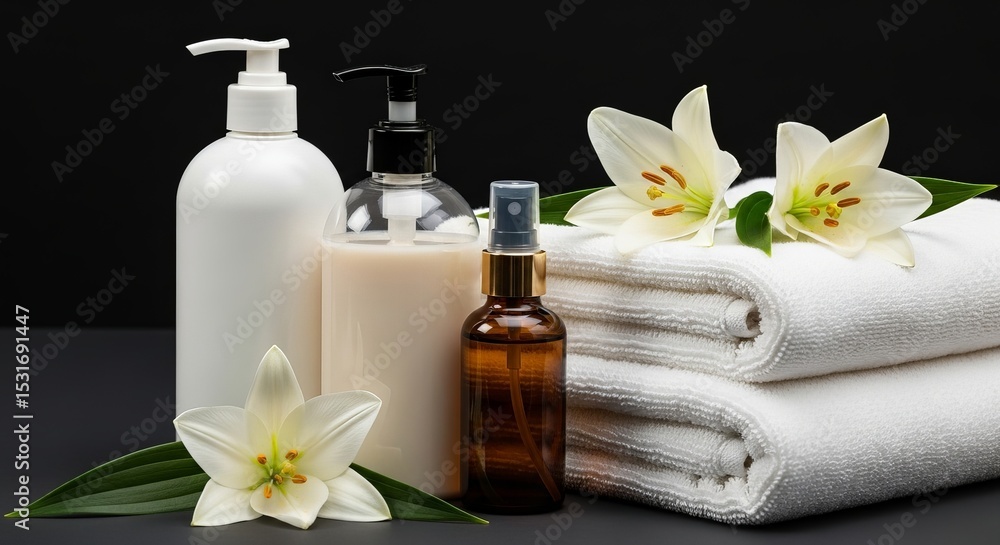 Serene spa essentials with lilies tranquility Serene spa essentials with lilies tranquility
