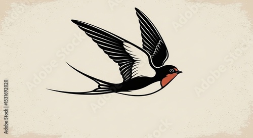 Elegant swallow in flight tattoo design