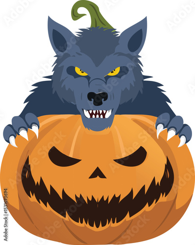 pumpkin werewolf halloween isolated
