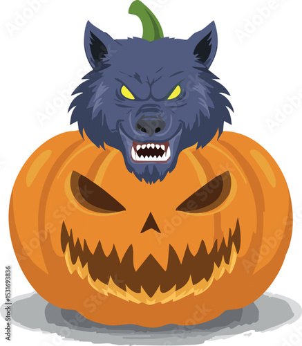 pumpkin werewolf halloween isolated