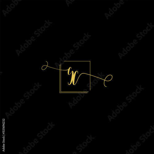 Luxury Letter ex Monogram in Gold Line Style