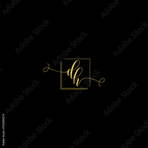 Luxury Letter dh Monogram in Gold Line Style