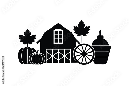 Rustic fall home decor elements in flat lay style vector art illustration