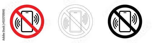 Prohibition signs no activated mobile phones in vector format