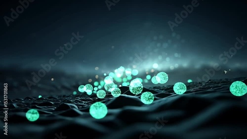 Wallpaper Mural Abstract glowing particles on dark surface in motion Torontodigital.ca