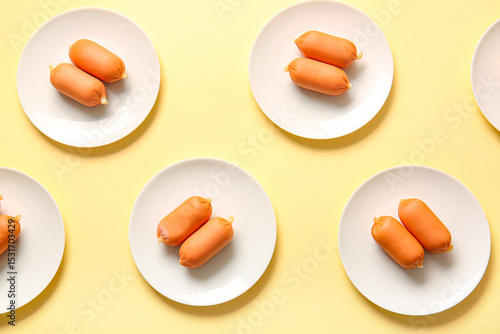 Multiple small cooked sausa...