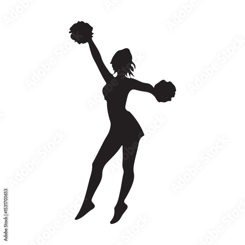 Cheerleader silhouette vector graphic design for sports team spirit and school cheerleading squad support