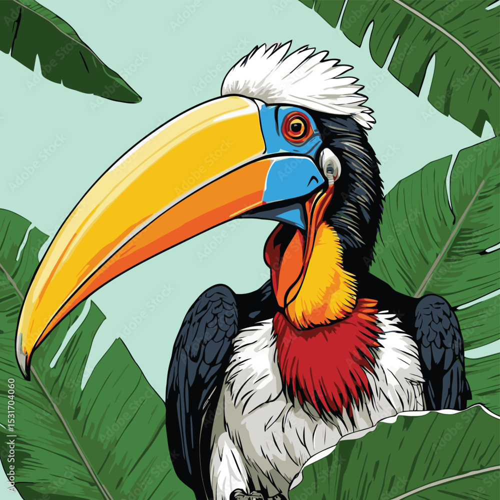 Obraz premium colorful tropical birds vector illustration