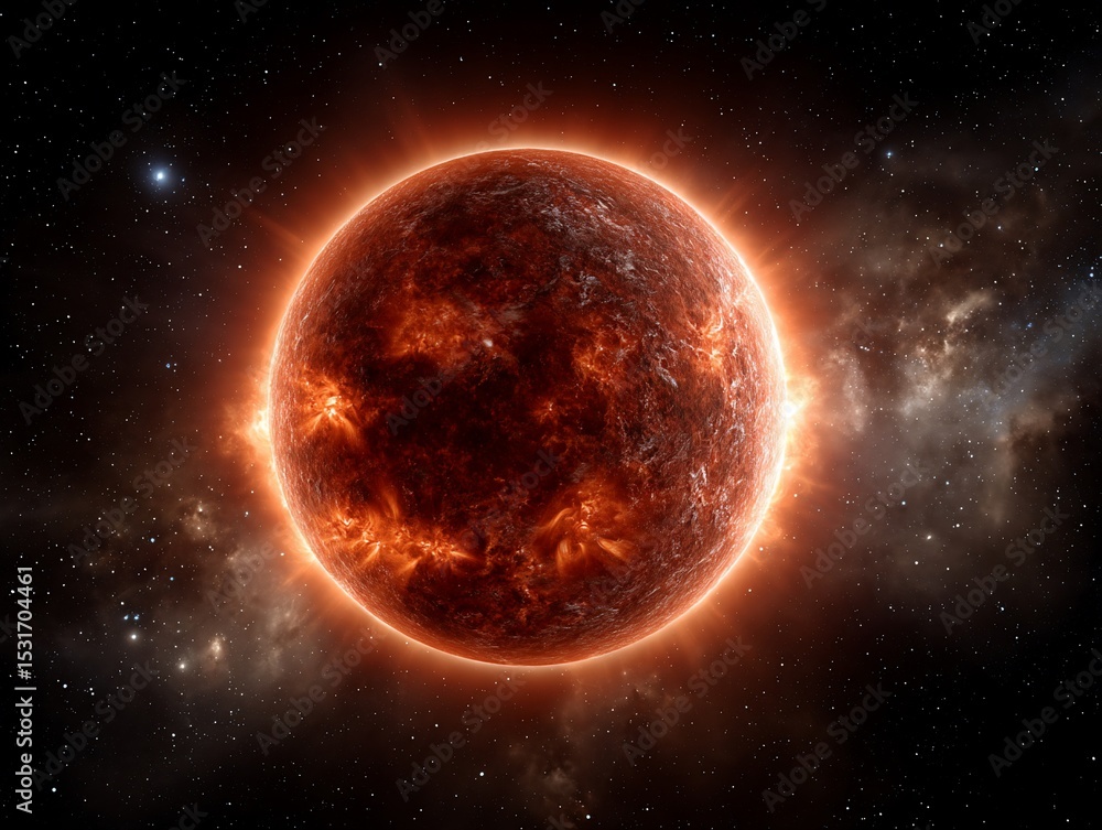 Obraz premium Fiery world ablaze in space