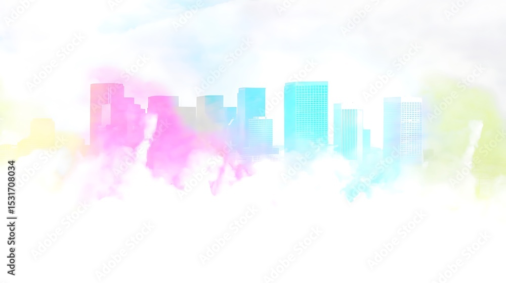 Fototapeta premium Dreamy city skyline in pastel colors