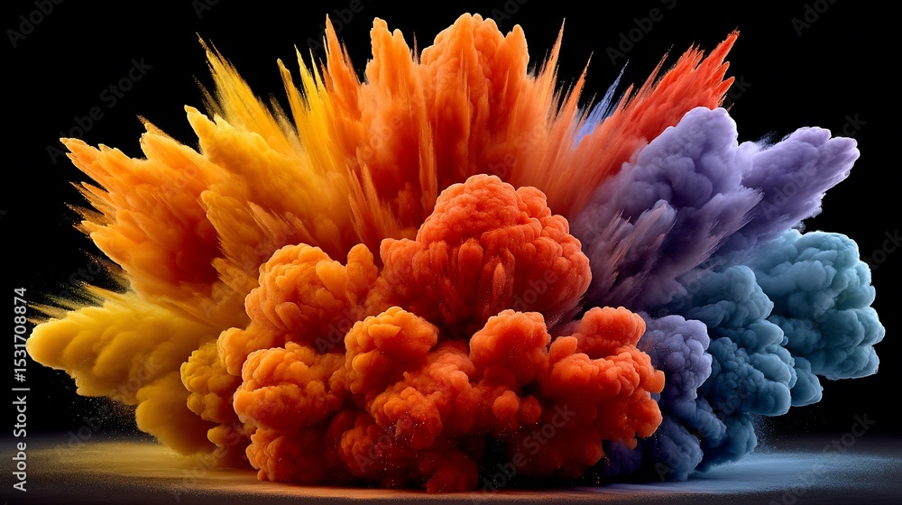 Obraz premium Vibrant pigments erupt on stark backdrop