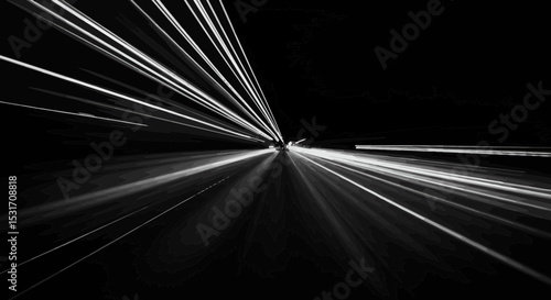 Monochromatic highway light trails illuminate the night with abstract design
