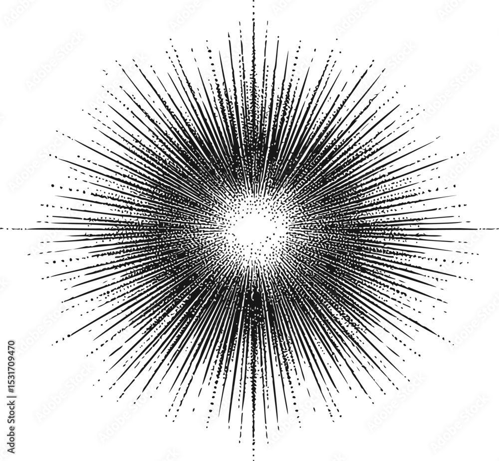 custom made wallpaper toronto digitalBlack and white starburst radiating from center with intense energy. Vector illustration in sketch style