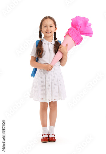 Little girl with backpack a...