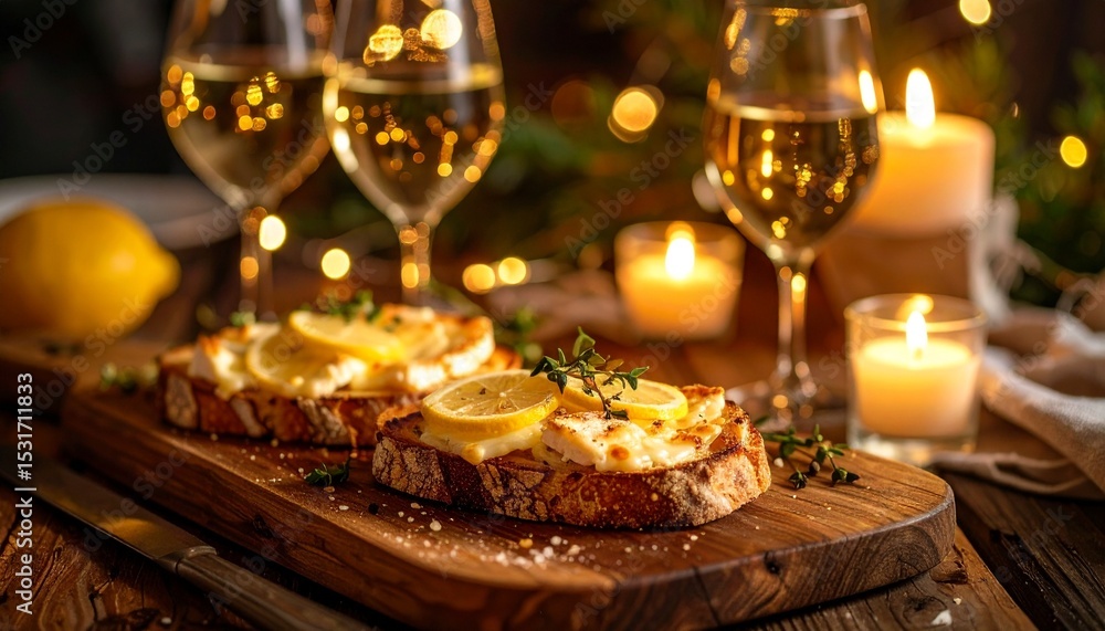 Obraz premium とろけるチーズとレモンのカフェ風トースト
