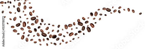Coffee beans isolated on white background. Wave of Coffee bean background. Vector illustration Mesh gradient wes used