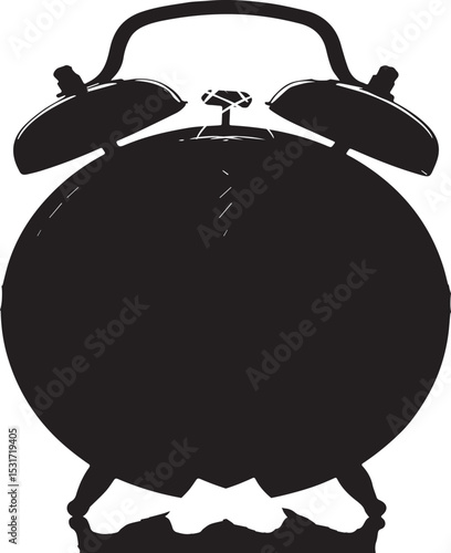 Classic alarm clock silhouette design element for time management and wake up concepts
