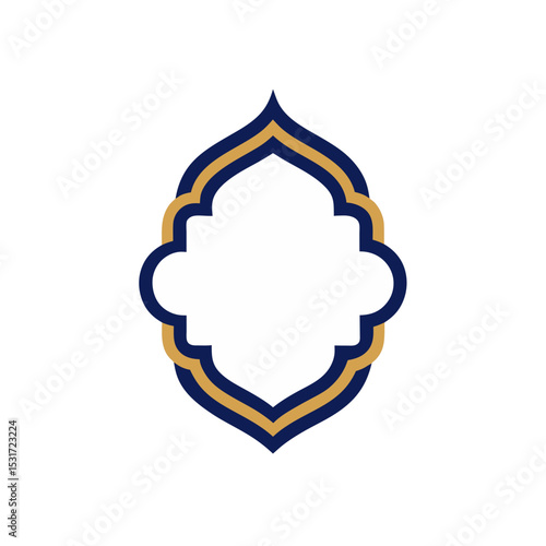 Elegant Ornamental Moroccan Style Frame with Navy Blue Accents Vector Illustration Background
