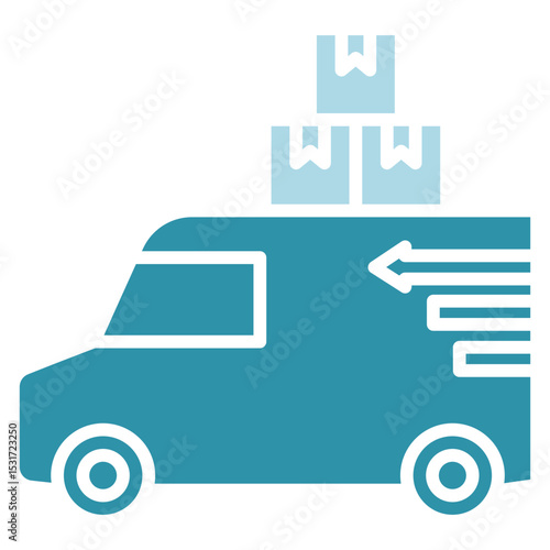 Delivery Van dual tone blue color, mini illustration icon. use for modern concept, print, UI, UX kit, web and app development. Vector related to product offering, marketing, business.