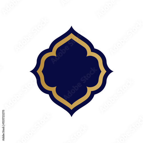 Elegant Royal Islamic Motif Badge with Rich Midnight Blue Vector Illustration Background