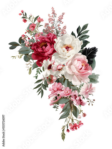 Exquisite Vintage Floral Bouquet Illustration