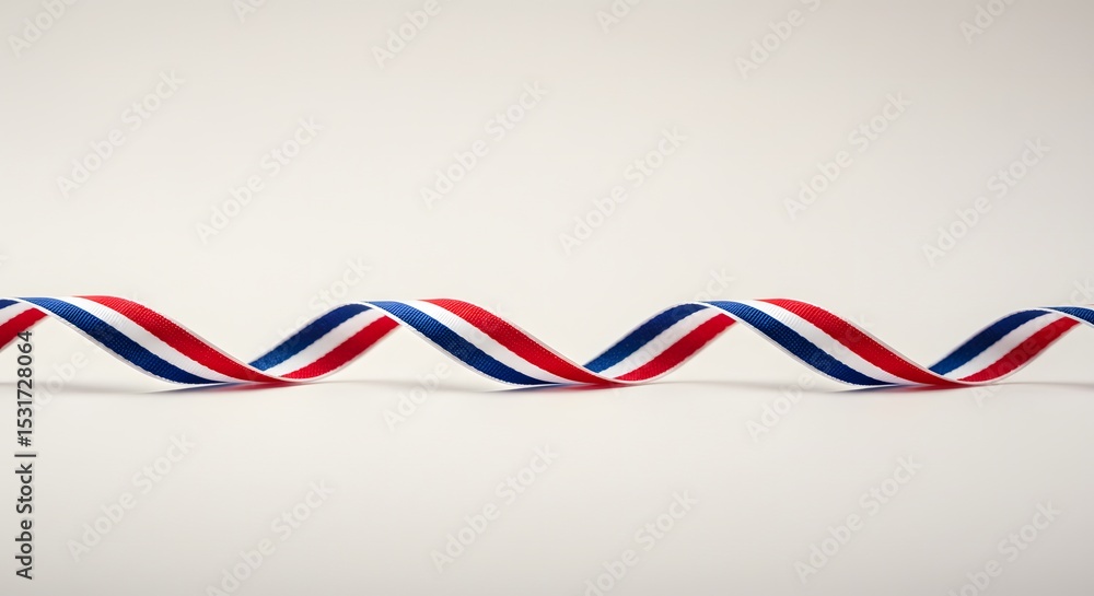 Fototapeta premium Red, White, and Blue Ribbon Spiral Design Festive Decoration
