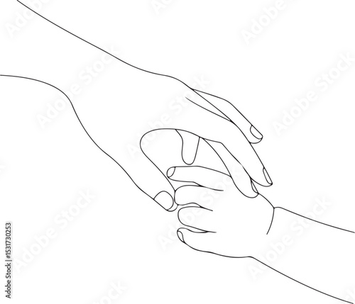 Human hand outline vector drawing, business handshake symbol, holding gesture with fingers and thumb
