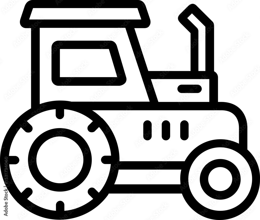 Black tractor icon - outline Black tractor icon - outline