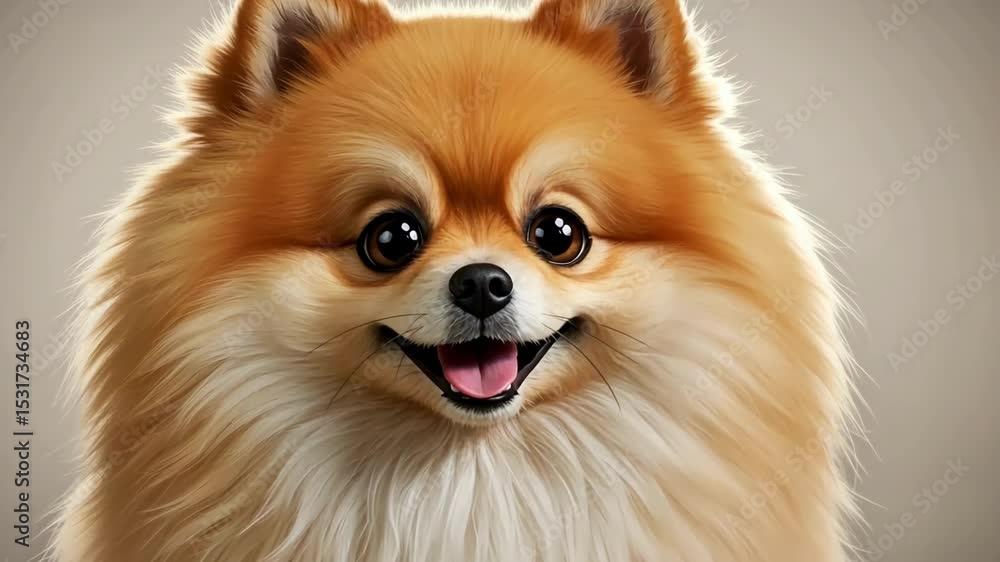 A cute, fluffy Pomeranian dog with a happy expression. A cute, fluffy Pomeranian dog with a happy expression.