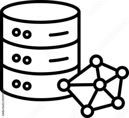 Black synthetic data icon - outline