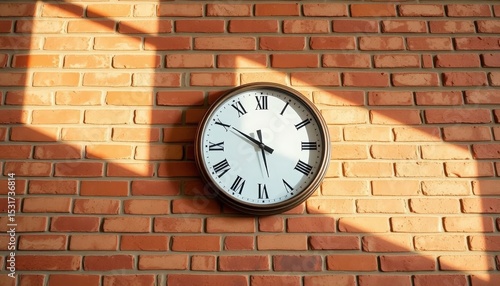 Wallpaper Mural Decorative wall clock with Roman numerals mounted on a red brick wall Torontodigital.ca