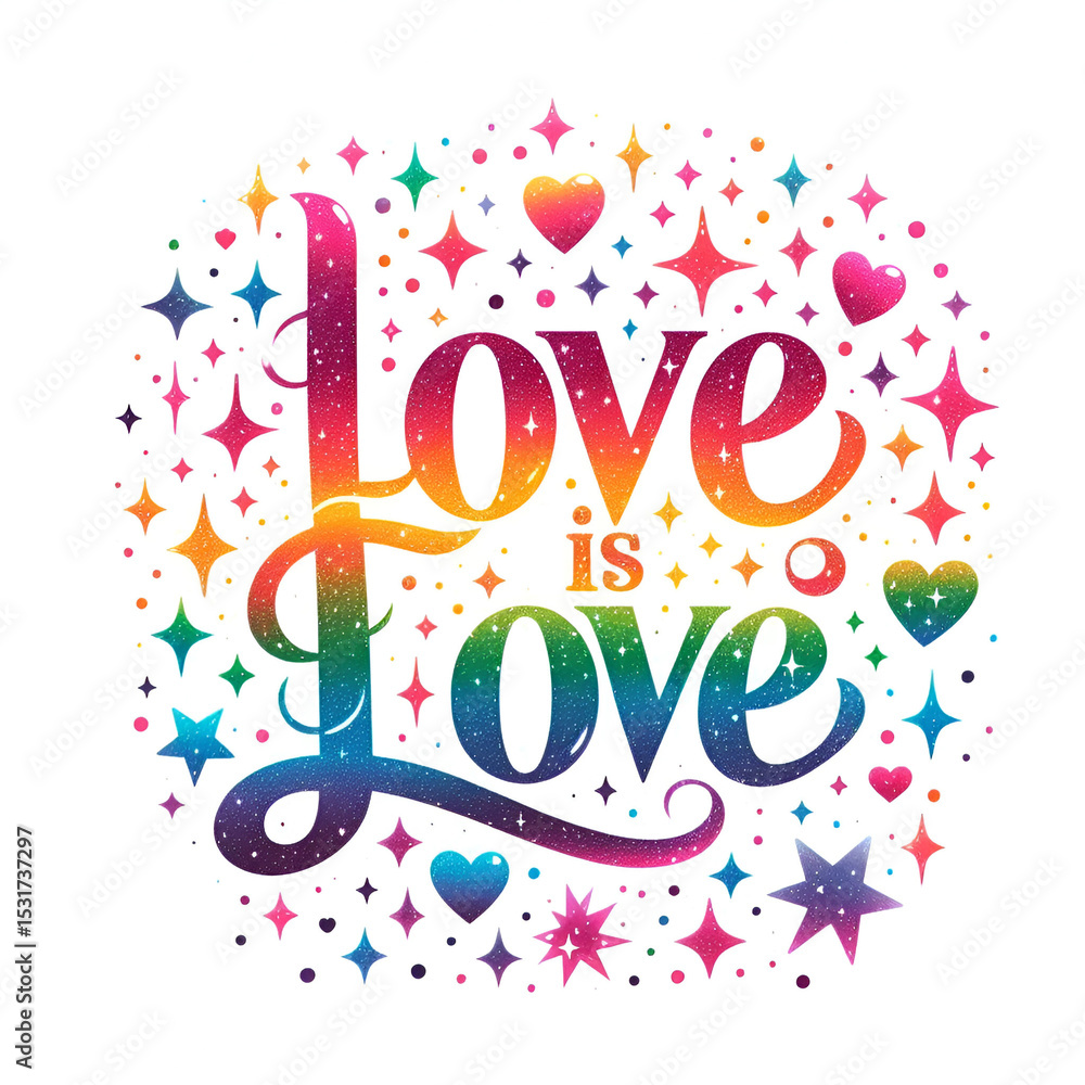 Fototapeta premium Love is Love Rainbow Text