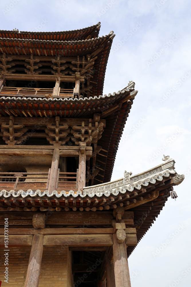 Fototapeta premium Bianjing Tower, Dai County, Xinzhou, Shanxi