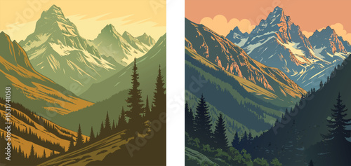 A panoramic shot of a mountain range during golden hour.