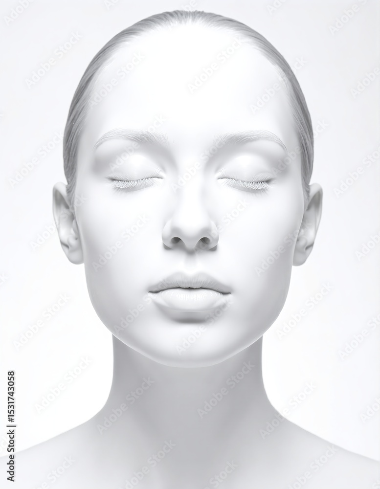 A serene woman with fair skin and closed eyes, her long hair cascading softly around her shoulders, exuding a sense of peace and tranquility. A serene woman with fair skin and closed eyes, her long hair cascading softly around her shoulders, exuding a sense of peace and tranquility.