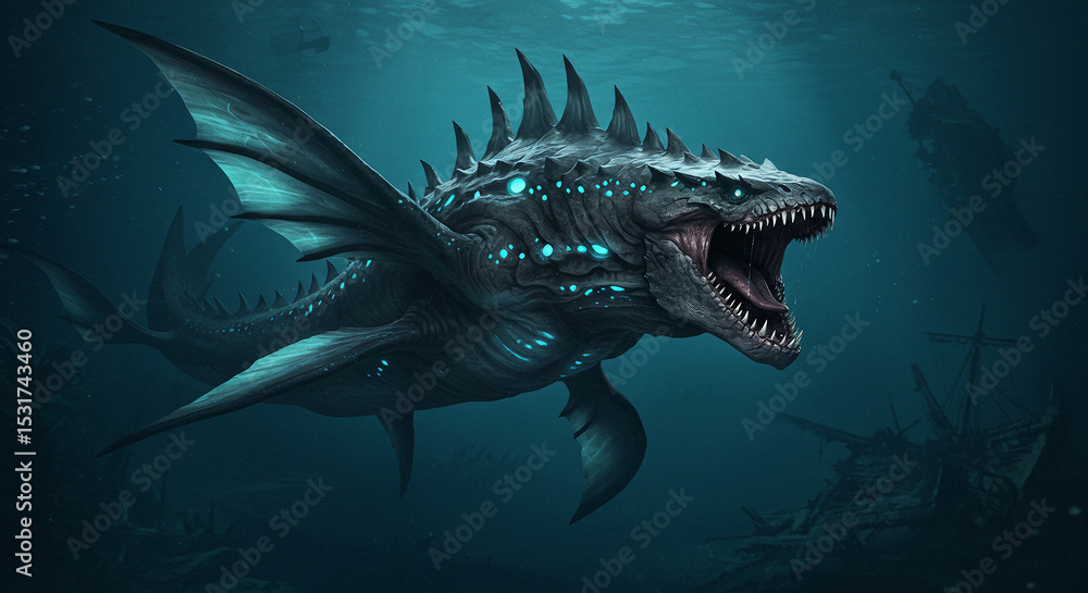 Naklejka premium shark in aquarium