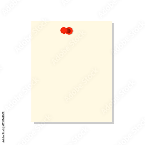 blank note paper with pushpin vector illustration isolated on white